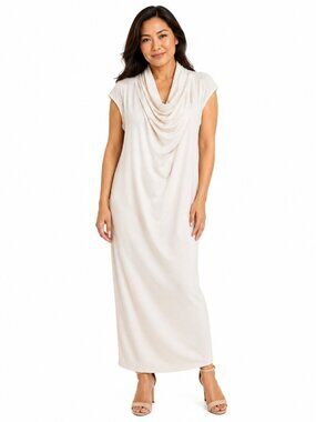 NEW - SYMPLI Elegant Cream Cowl Neck Dress - 10